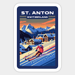 A Vintage Travel Art of St Anton - Switzerland Sticker